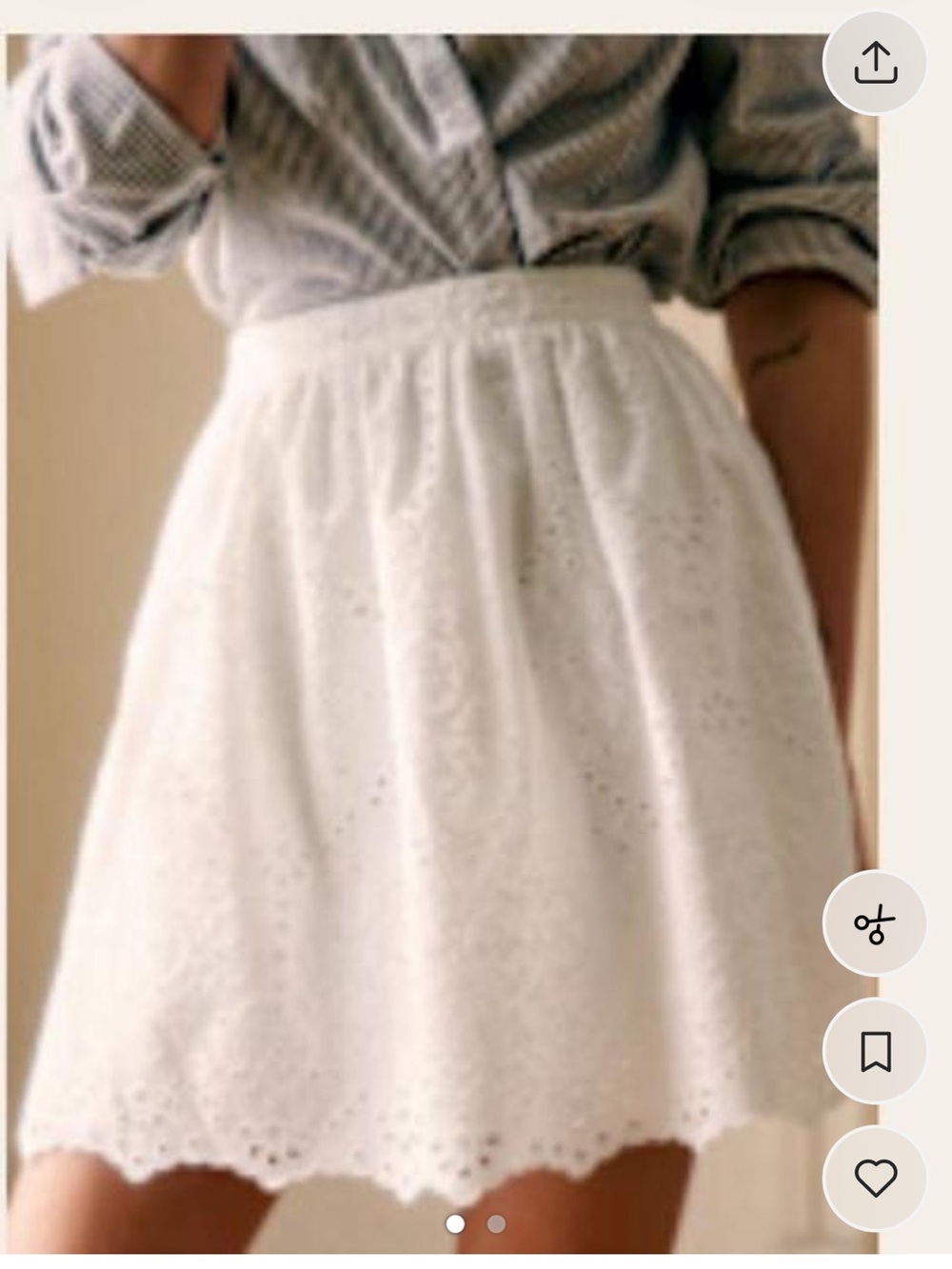 Sézane Size 10 New without tags Nao White embroidered eyelet skirt
